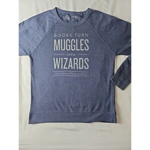 Books Turn Muggles Into Wizards Sweatshirt Harry Potter Unisex XXL Blue